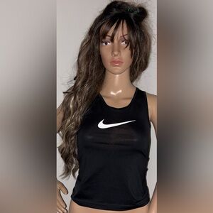 Nike Black Fitted Tank Top with White Swoosh